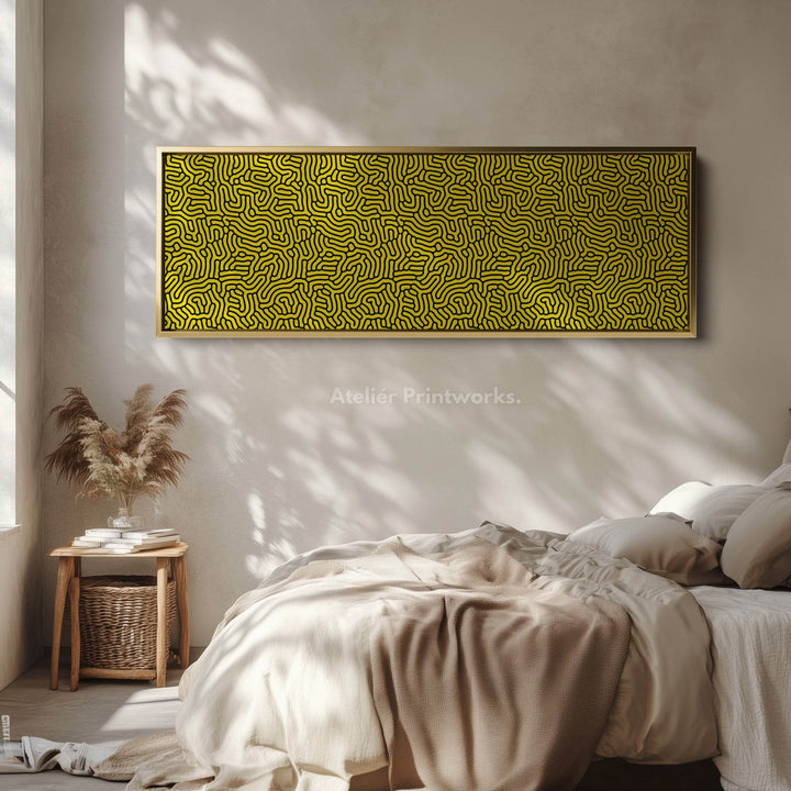 Yellow & Black Geometric Organic Pattern Long Wall Art - Atelier Printworks