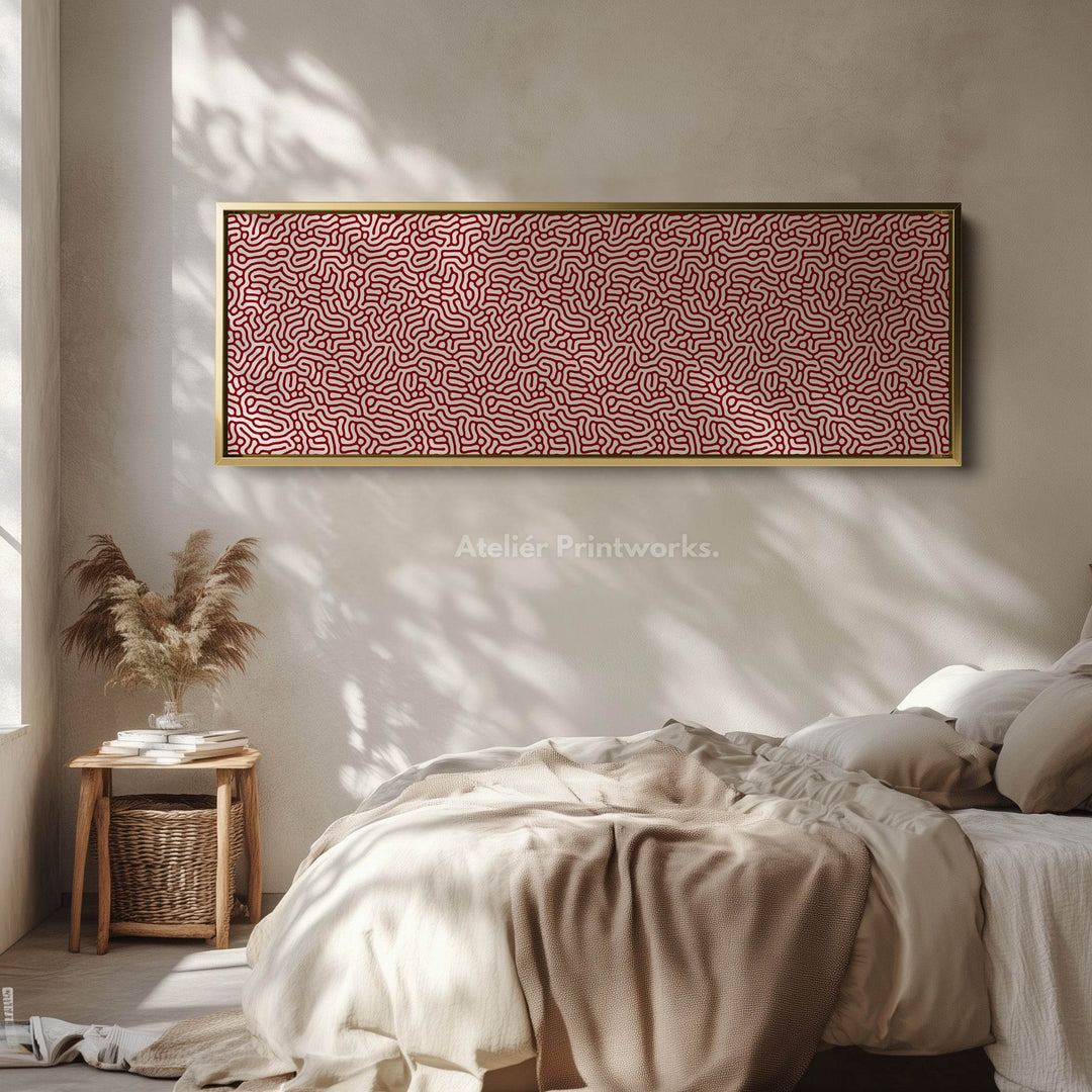 Red & White Coral Pattern Panoramic Wall Decor - Atelier Printworks