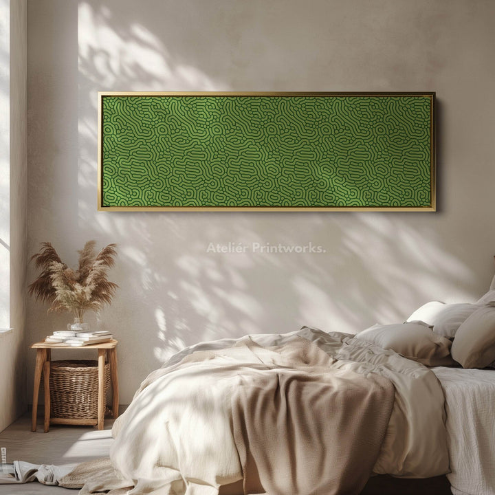 Green Organic Pattern Panoramic Long Wall Decor - Atelier Printworks
