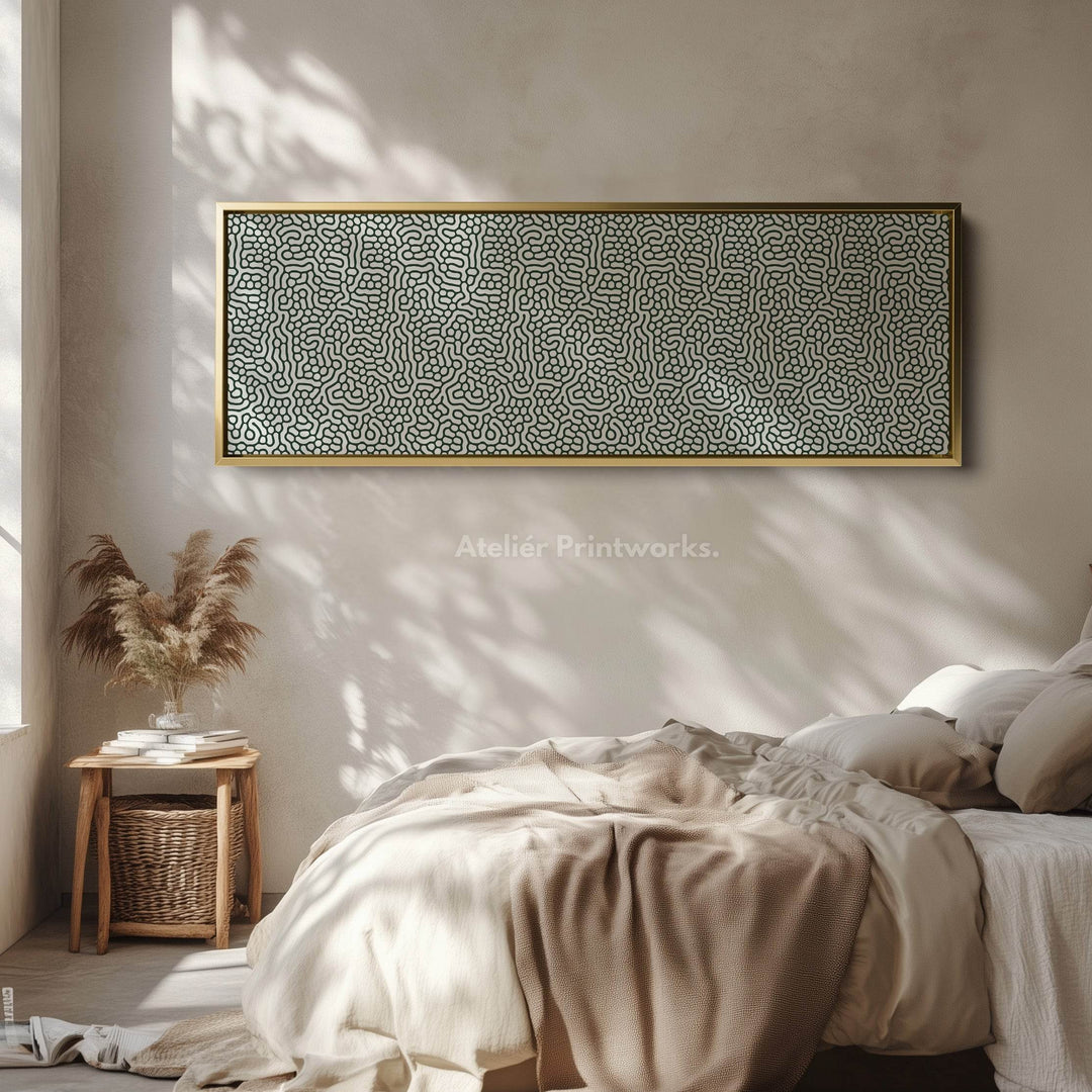 Green & White Organic Pattern Horizontal Long Wall Decor - Atelier Printworks
