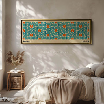 Horizontal Long Wall Art Beige Bauhaus Geometric - Atelier Printworks