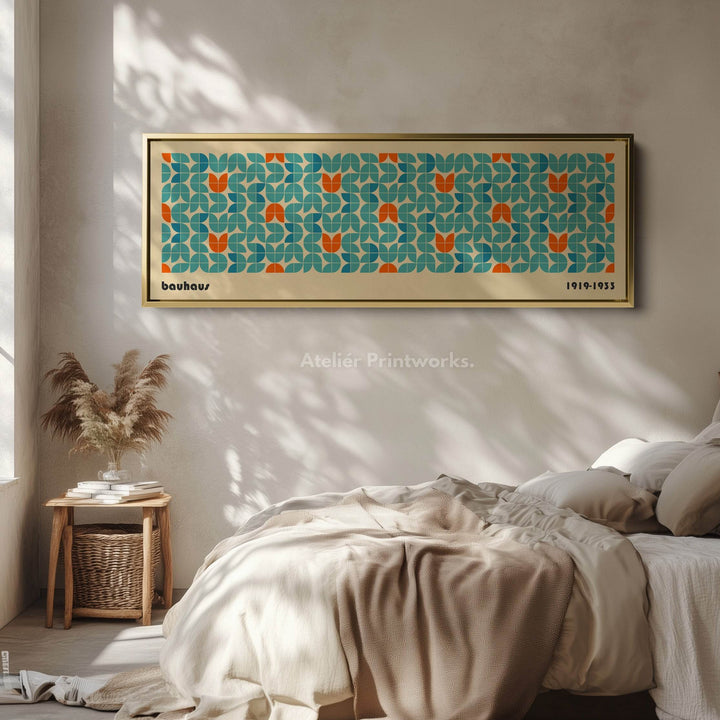 Horizontal Long Wall Art Beige Bauhaus Geometric - Atelier Printworks
