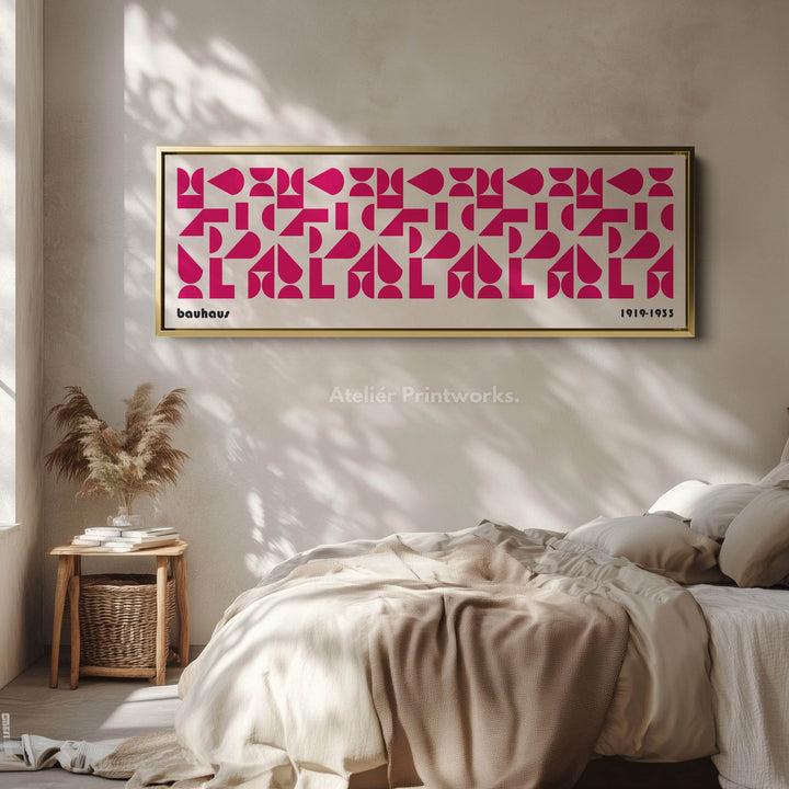 Panoramic Above Bed Wall Art Pink Bauhaus Modern - Atelier Printworks
