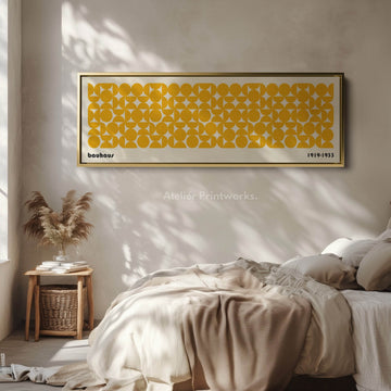 Large Framed Long Wall Art Yellow Mid Century Bauhaus - Atelier Printworks