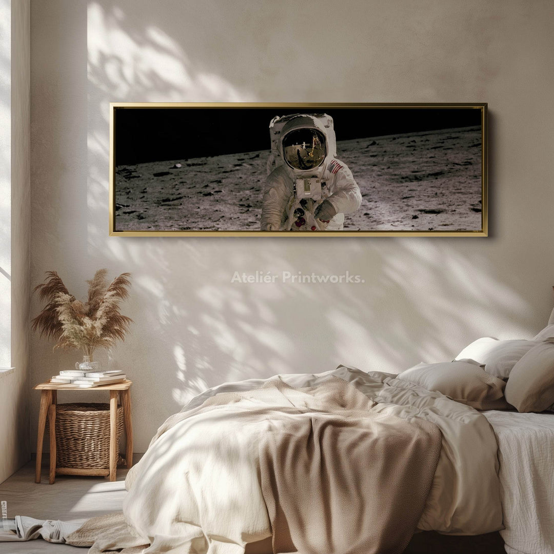 Long Horizontal Wall Art Astronaut Moon Walk NASA - Atelier Printworks
