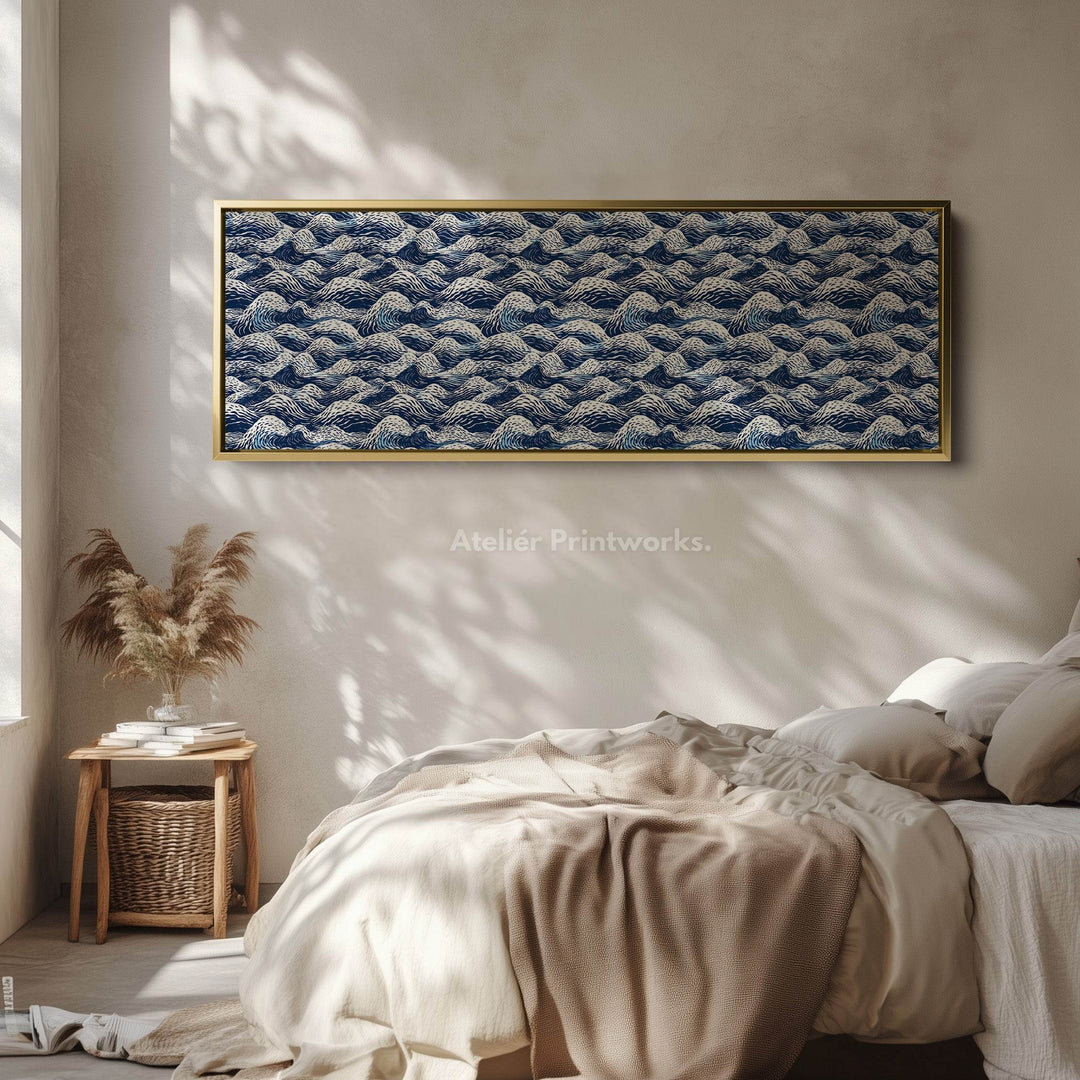 Japandi Style Wave Long Narrow Horizontal Wall Decor - Atelier Printworks