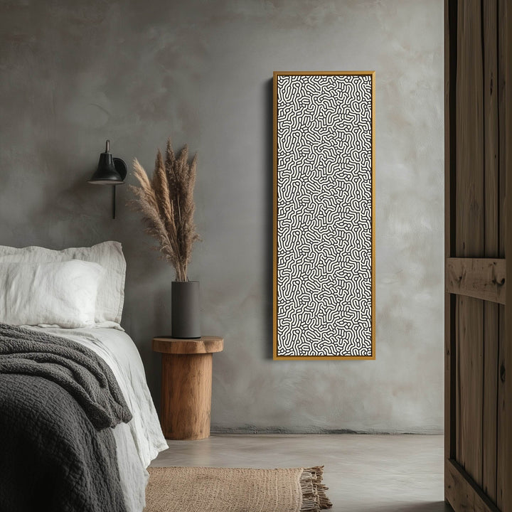 Minimalist Beige & Black Abstract Pattern Vertical Wall Decor - Atelier Printworks