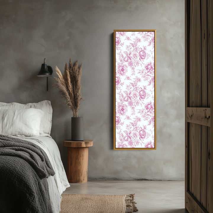 Vertical Floral Long Wall Art Pink Peonies - Atelier Printworks