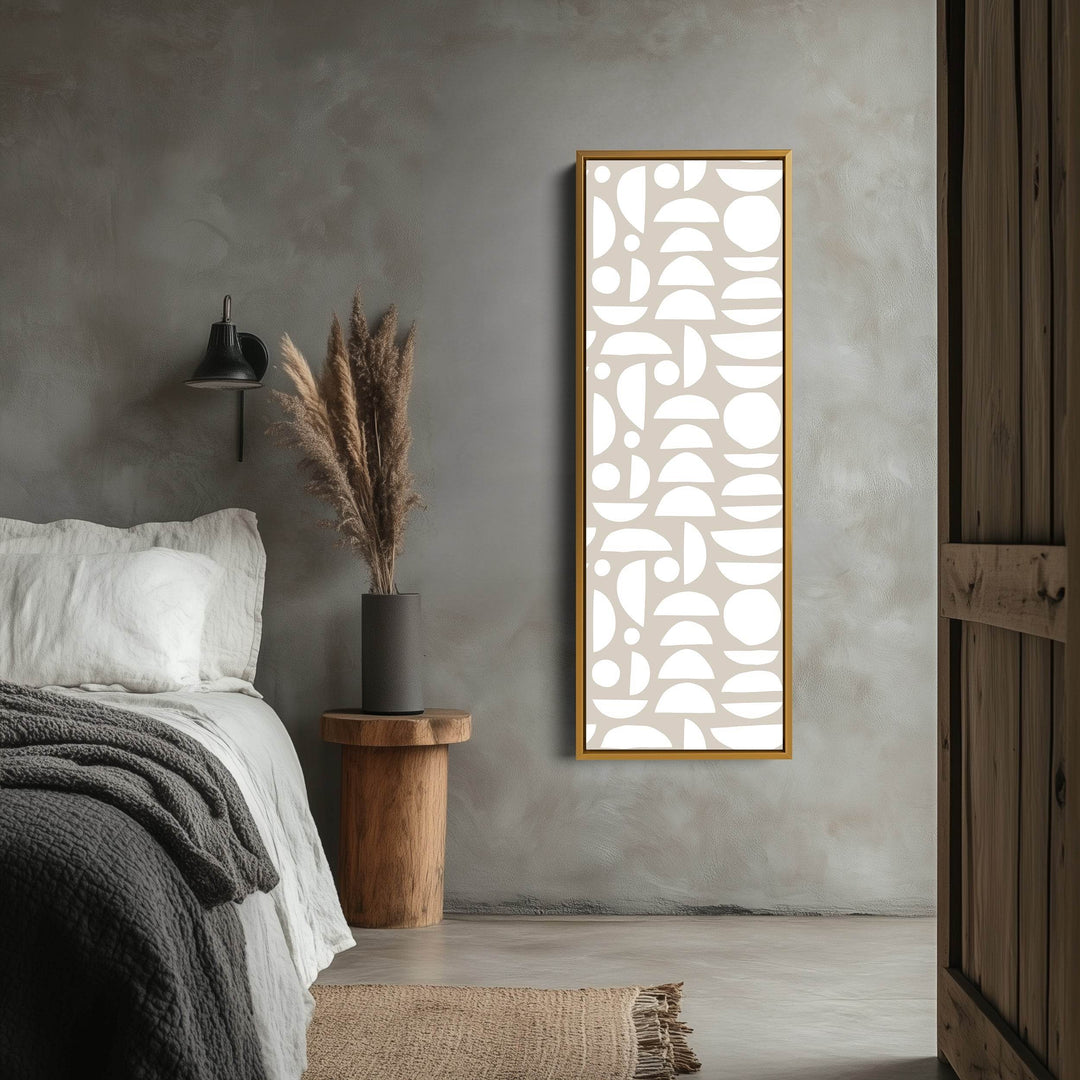 Vertical Tall Narrow Wall Art Beige & White - Atelier Printworks