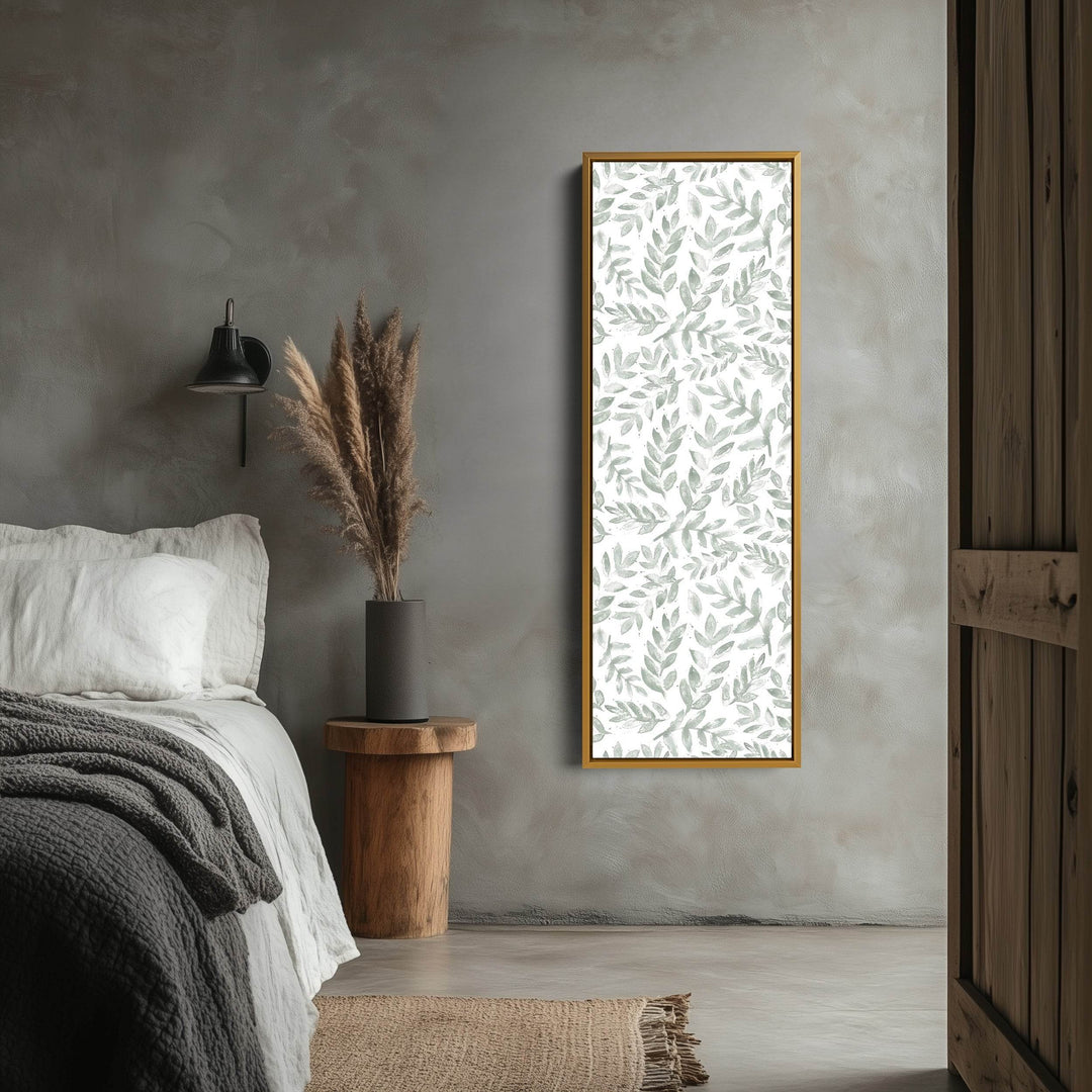Sage Green Botanical Tall Narrow Vertical Framed Wall Decor - Atelier Printworks