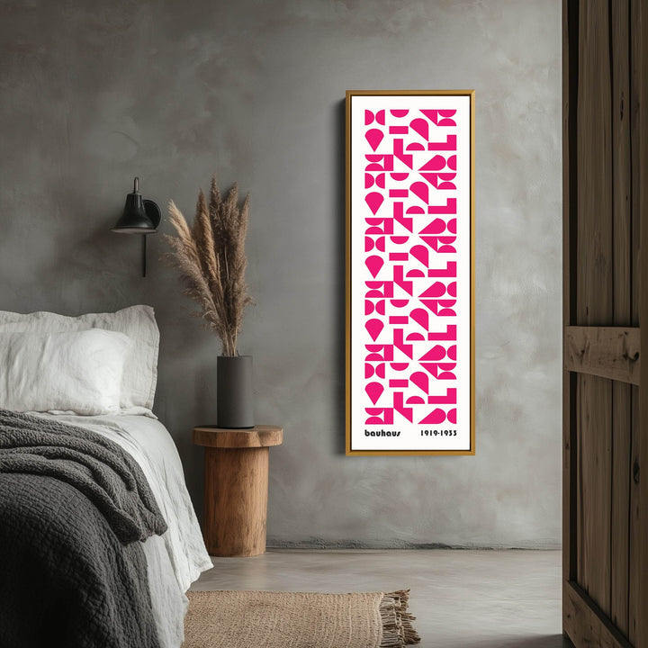 Pink Mid Century Bauhaus Vertical Long Canvas Wall Art - Atelier Printworks