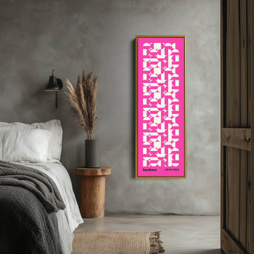 Vertical Long Wall Art Pink & White Bauhaus Geometric - Atelier Printworks