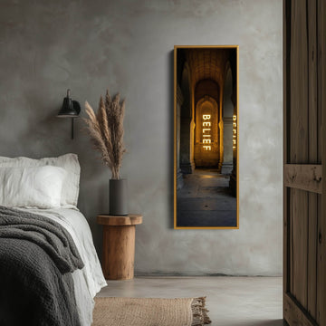 Long Vertical Wall Decor - Belief Framed Canvas - Atelier Printworks