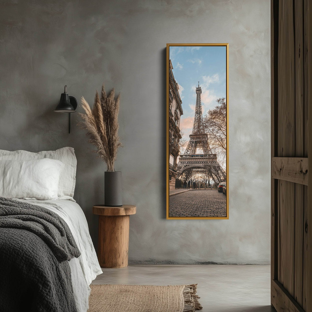 Large Framed Canvas Vertical Wall Art Eiffel Tower - Atelier Printworks