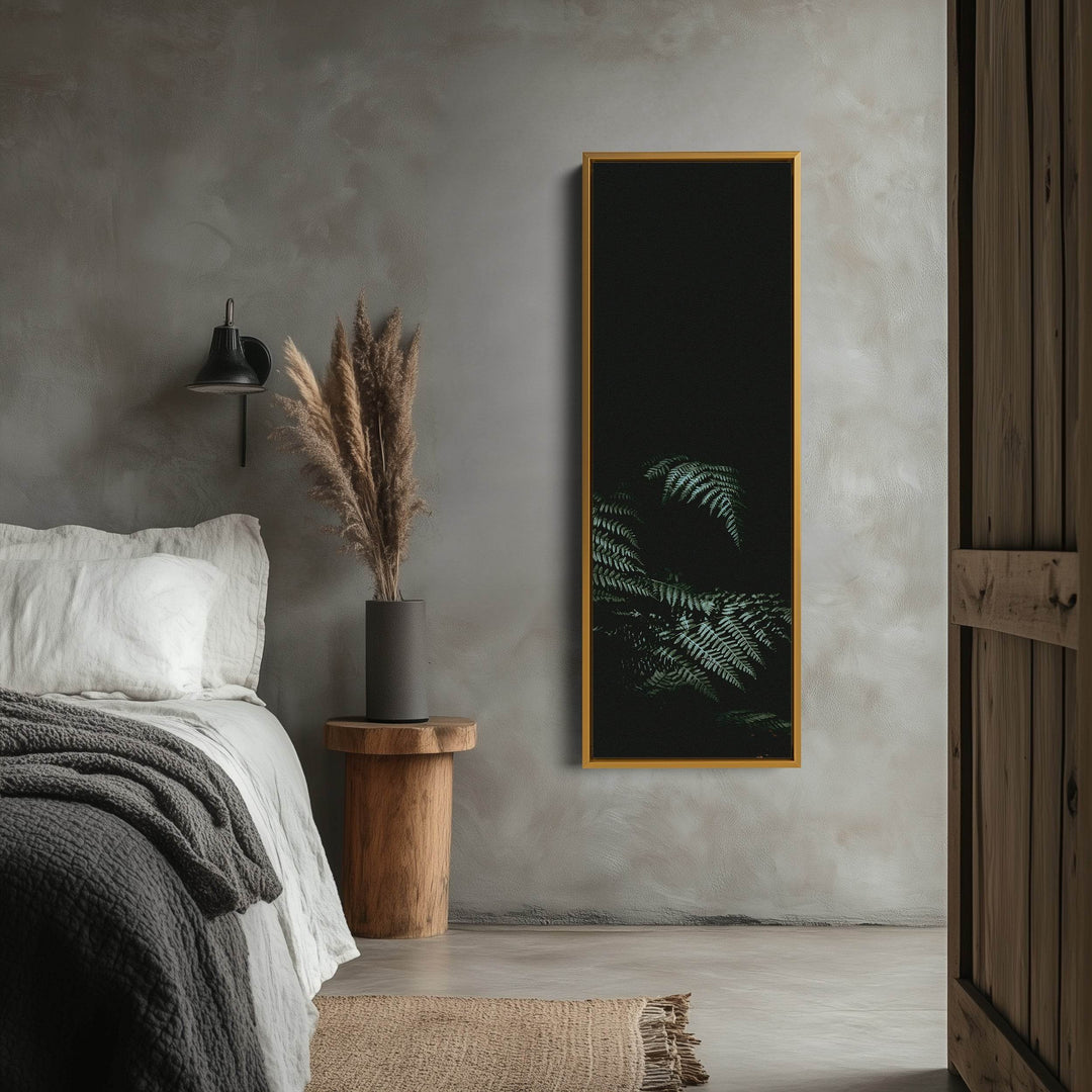 Large Framed Canvas Vertical Wall Art Dark Fern - Atelier Printworks
