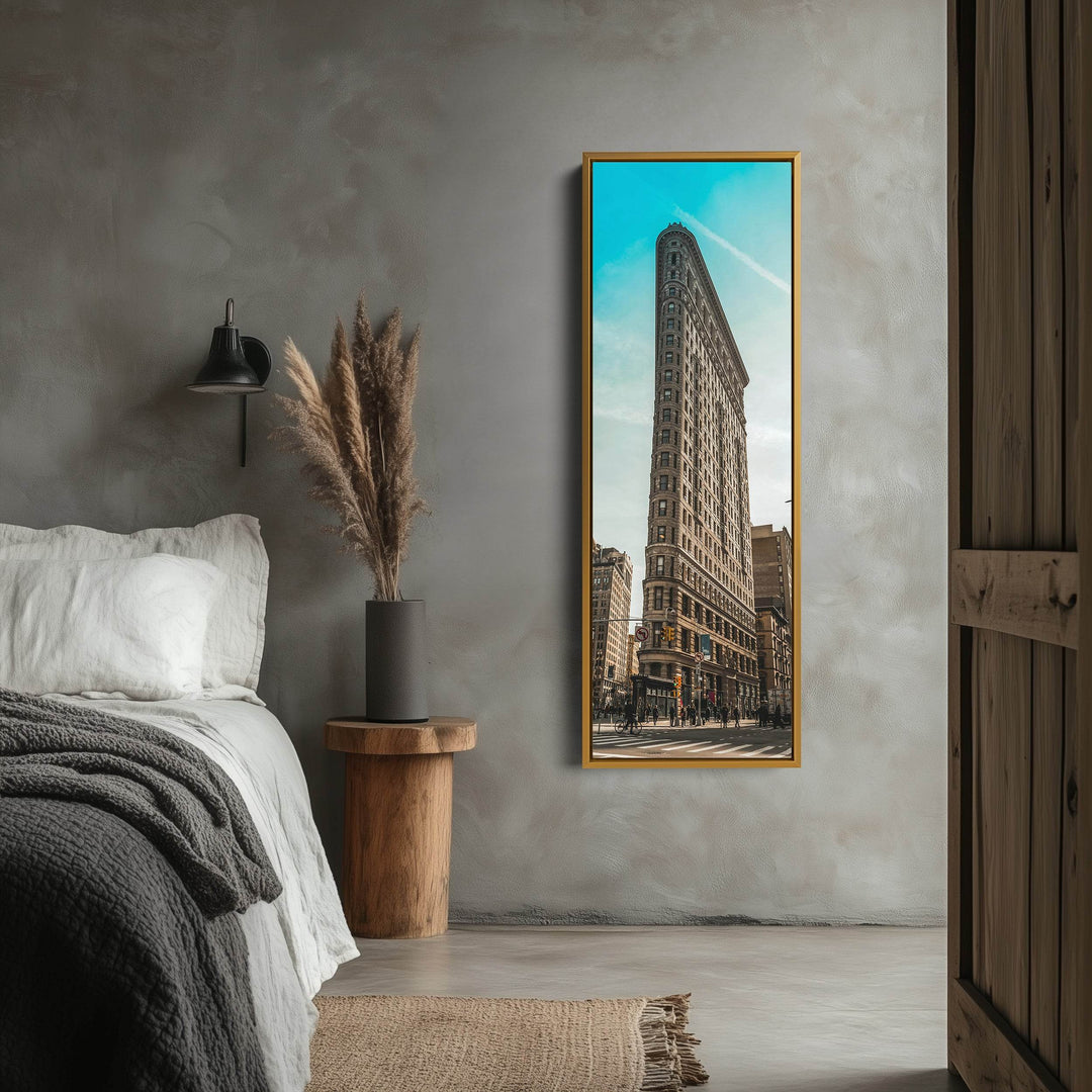 Large Framed Canvas Vertical Wall Art New York Flat Iron - Atelier Printworks