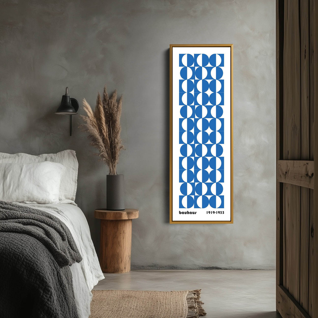 Vertical Blue & White Wall Art Bauhaus Mid Century - Atelier Printworks