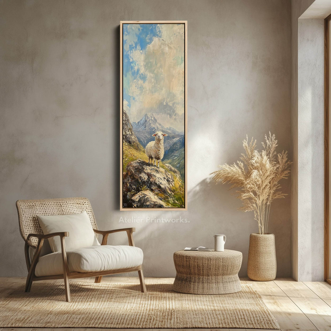 Sheep Picture Vertical Wall Art Canvas Skinny Artwork - Atelier Printworks