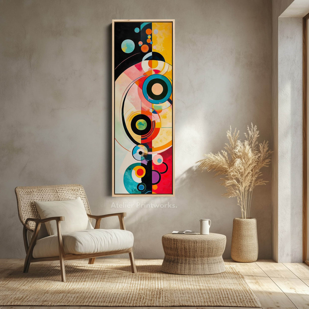 Long Narrow Colourful Abstract Circles Wall Art - Atelier Printworks