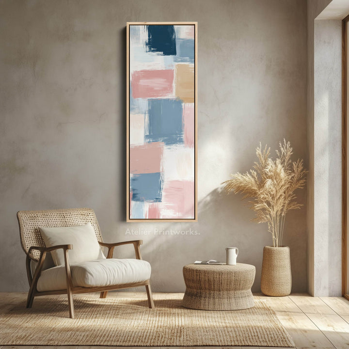 Tall Vertical Pastel Color Block Abstract Long Narrow Wall Art - Atelier Printworks