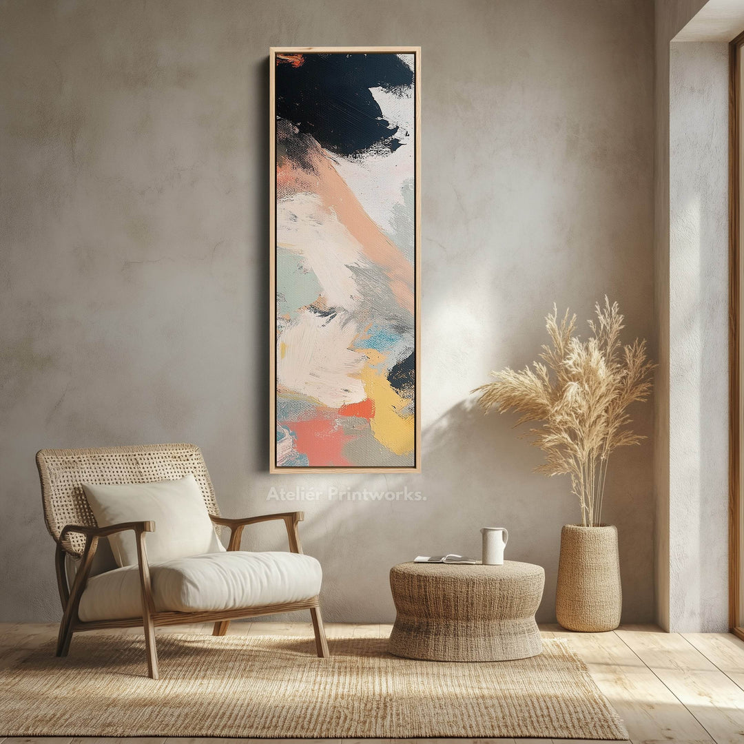 Long Narrow Vertical Colourful Abstract Wall Art Tall slim Wall Decor - Atelier Printworks