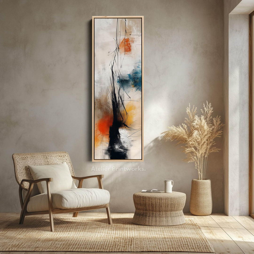 Vertical Large Canvas Wall Art Long Narrow Colourful Abstract - Atelier Printworks