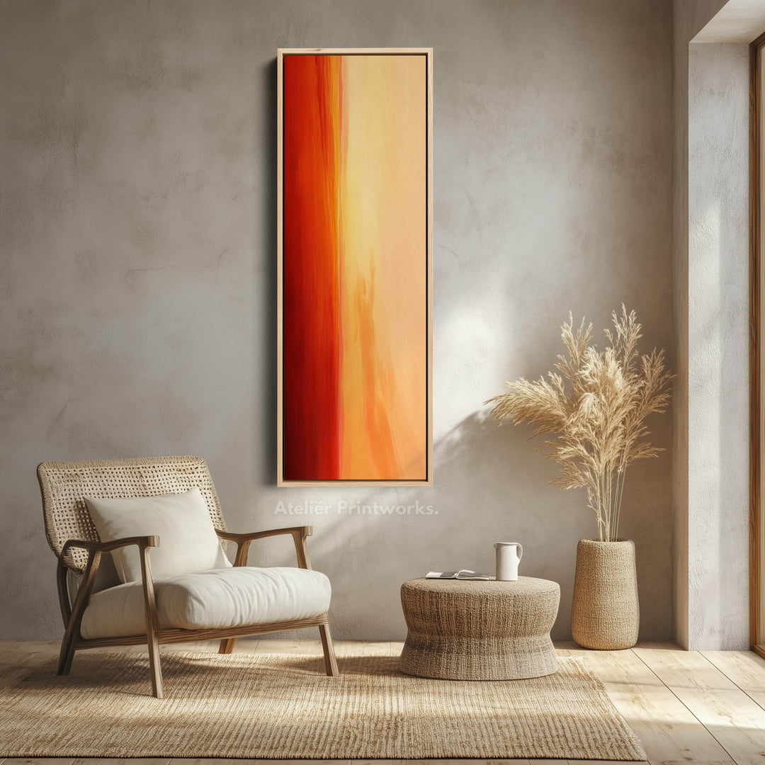 Red & Orange Abstract Skinny Tall Vertical Large Canvas Wall Art - Atelier Printworks