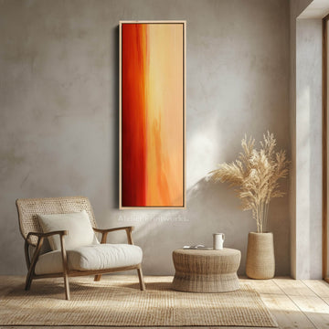 Red & Orange Abstract Skinny Tall Vertical Large Canvas Wall Art - Atelier Printworks