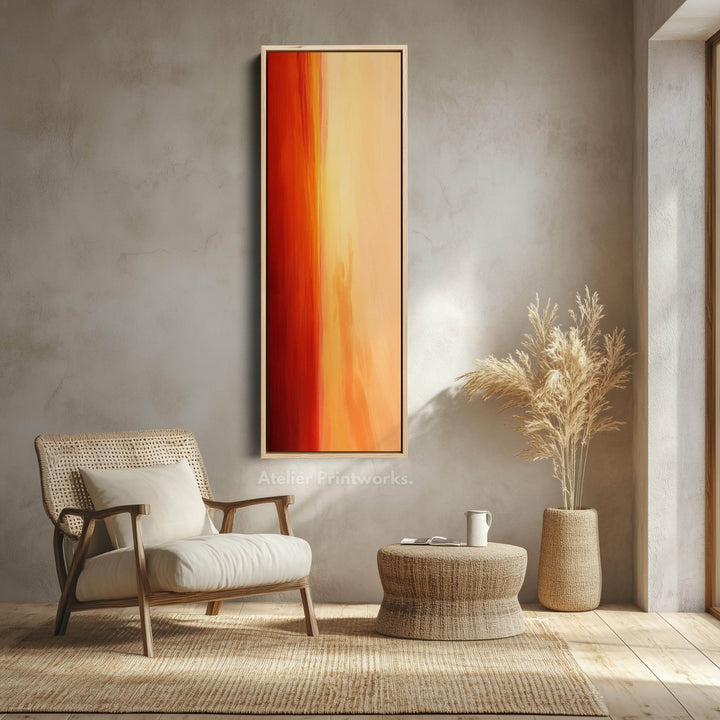 Red & Orange Abstract Skinny Tall Vertical Large Canvas Wall Art - Atelier Printworks