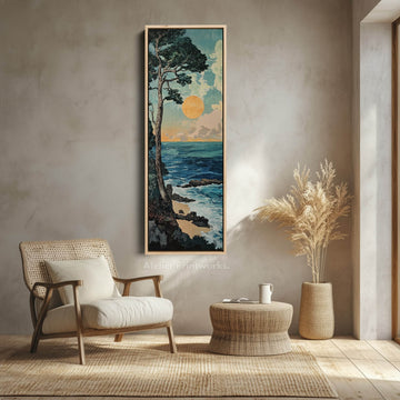 Coastal Big Framed Pictures Tall Narrow Vertical Wall Art - Atelier Printworks