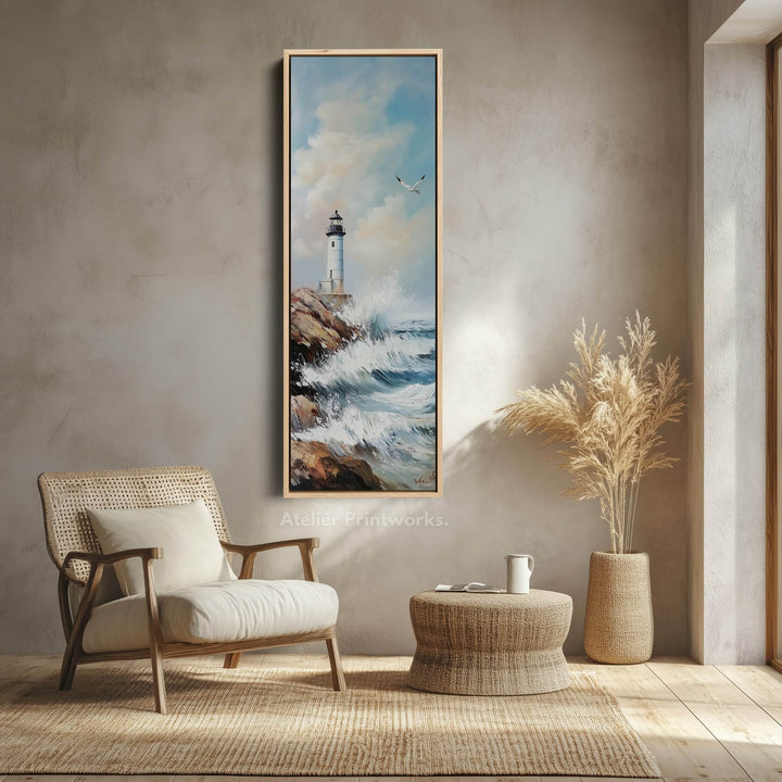 Long Vertical Wall Art - Lighthouse Big Large Picture Decor - Atelier Printworks