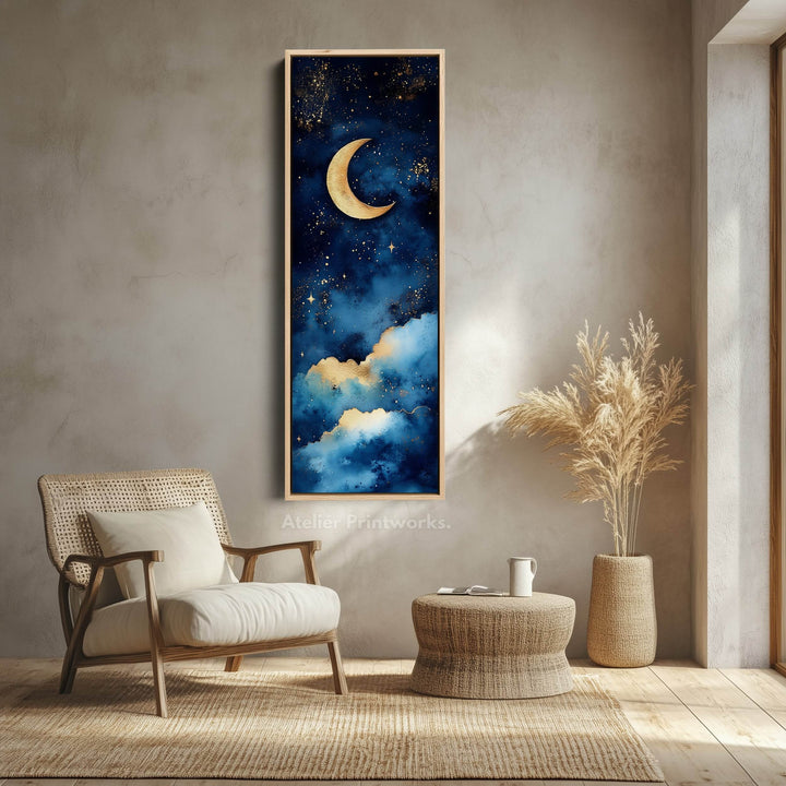 Starry Night Sky Wall Art Long Skinny Narrow Canvas Wall Art - Atelier Printworks