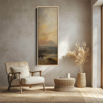 Vintage Ocean Wall Art Large Framed Vertical Tall Narrow Wall Decor - Atelier Printworks