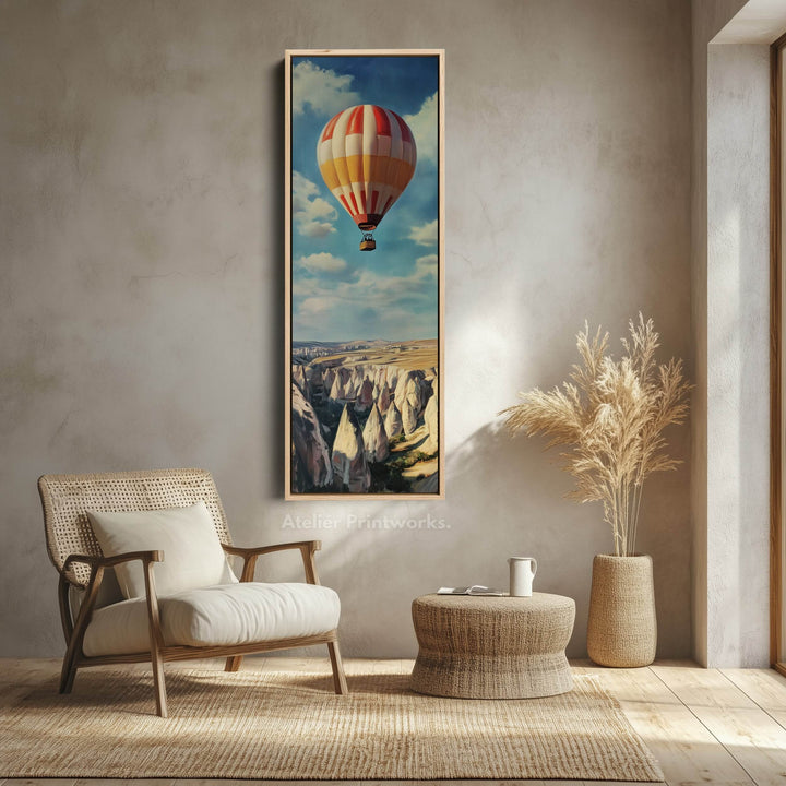 Cappadocia Balloons Long Narrow Vertical Large Canvas Wall Decor - Atelier Printworks