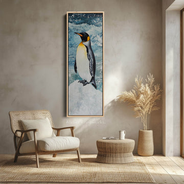 Emperor Penguin Long Narrow Vertical Large Canvas Wall Decor - Atelier Printworks