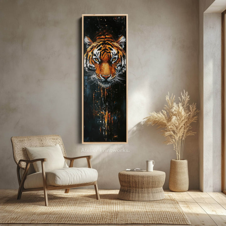 Tiger Long Narrow Vertical Large Canvas Wall Decor - Atelier Printworks