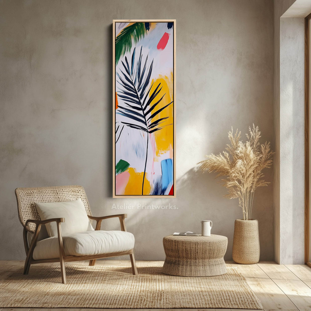 Abstract Leaf Vertical Wall Art - Tall Long Narrow Vertical Wall Decor - Atelier Printworks