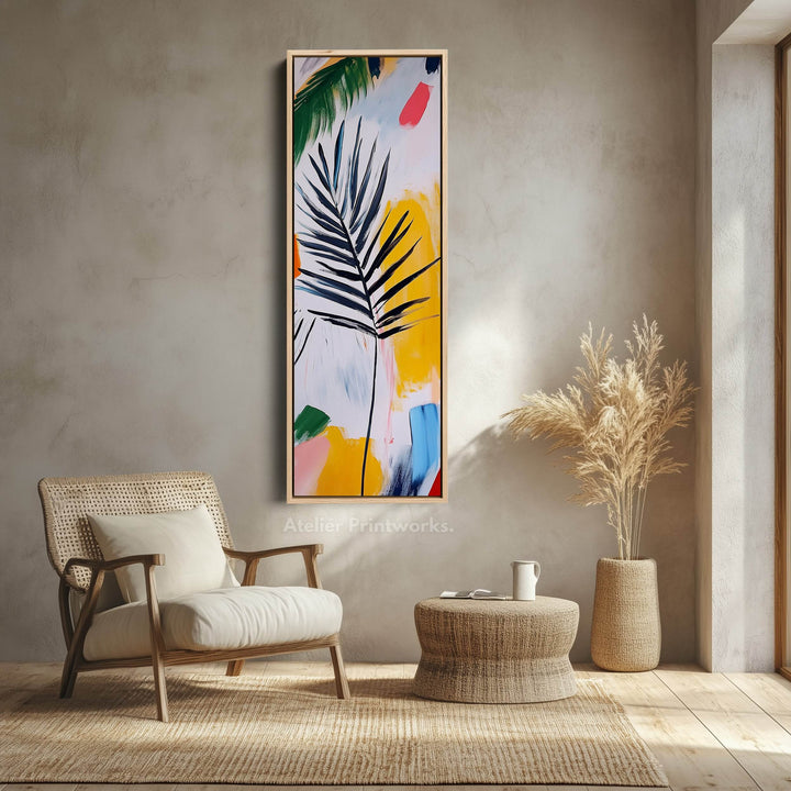 Abstract Leaf Vertical Wall Art - Tall Long Narrow Vertical Wall Decor - Atelier Printworks