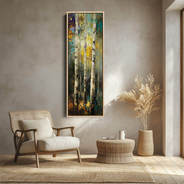 Birch Tree Long Narrow Vertical Wall Art Large Canvas Wall Decor - Atelier Printworks
