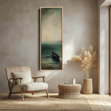Vintage Ocean Framed Vertical Long Canvas Wall Art Prints for bedroom - Atelier Printworks