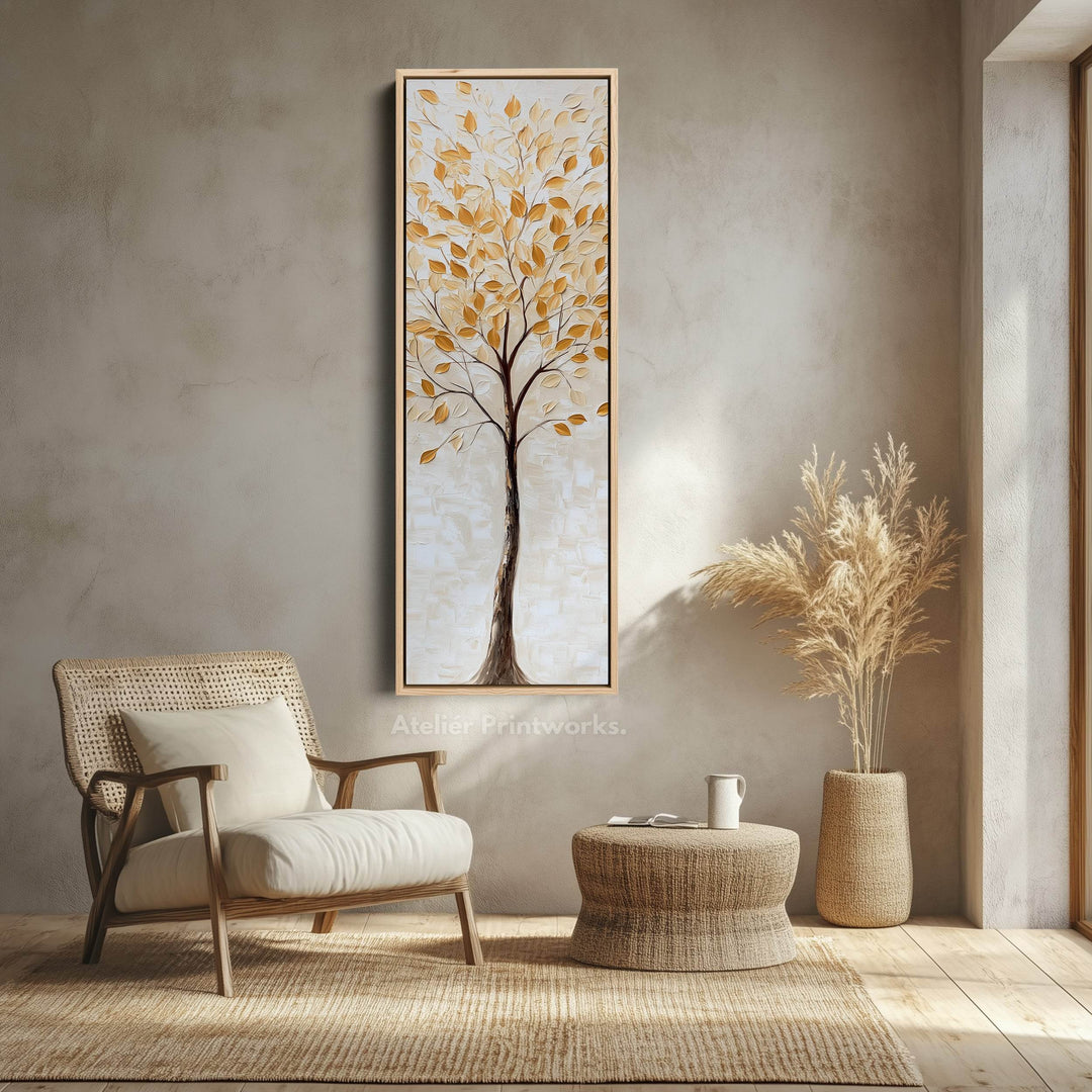 Abstract Tree Living Room Decor Vertical Wall Art - Tall Long Narrow Vertical - Atelier Printworks