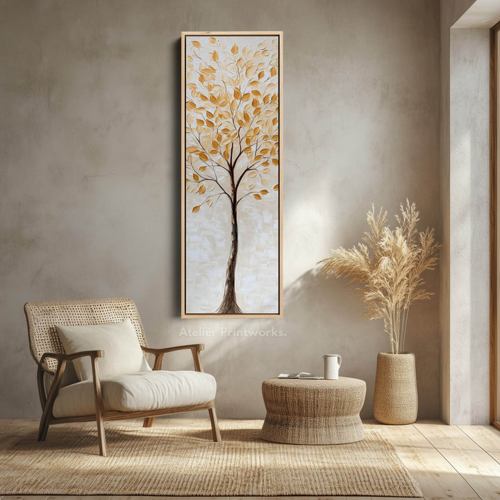 Abstract Tree Living Room Decor Vertical Wall Art - Tall Long Narrow Vertical - Atelier Printworks