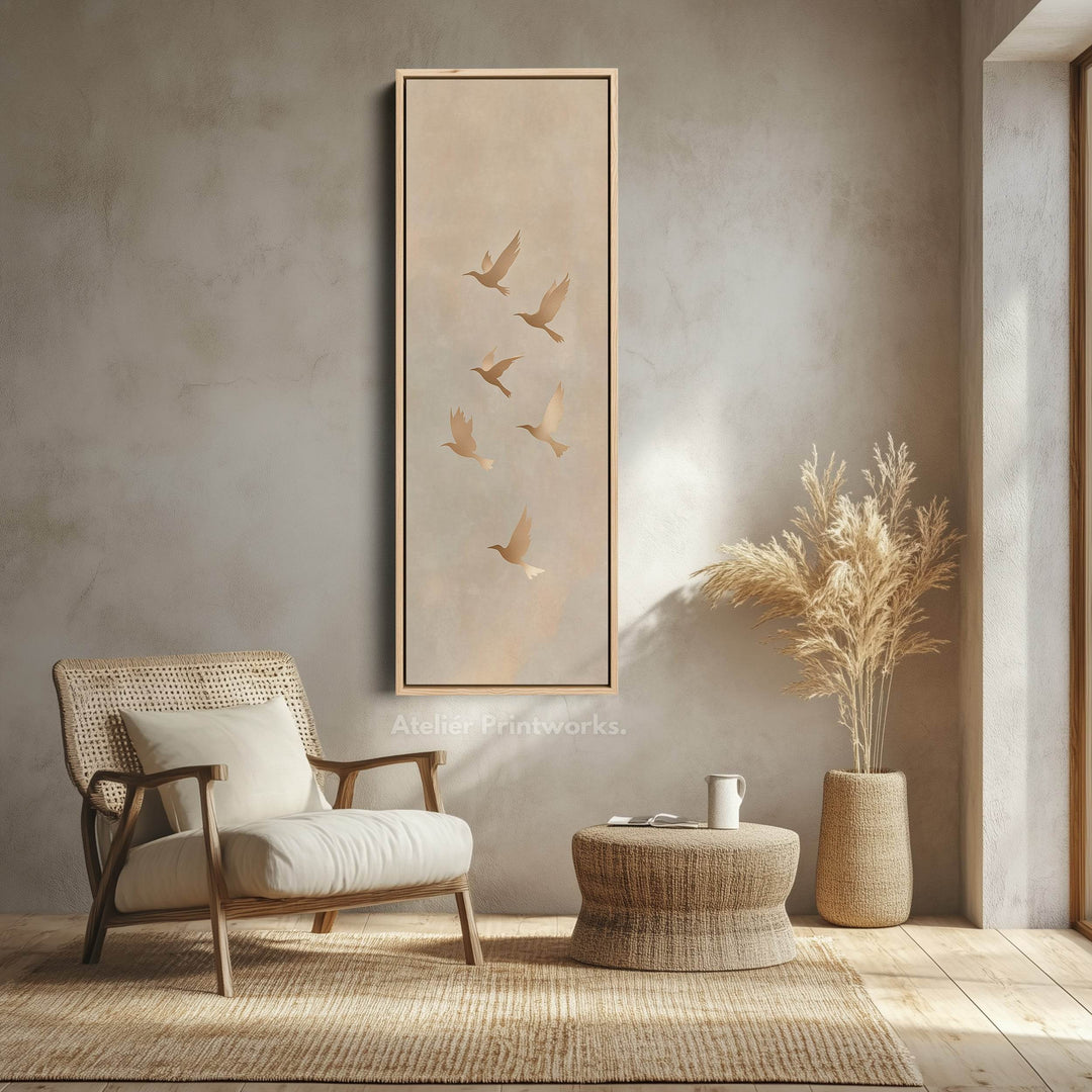 Beige & Gold Neutral Framed Canvas Wall Art For Living Room - Atelier Printworks
