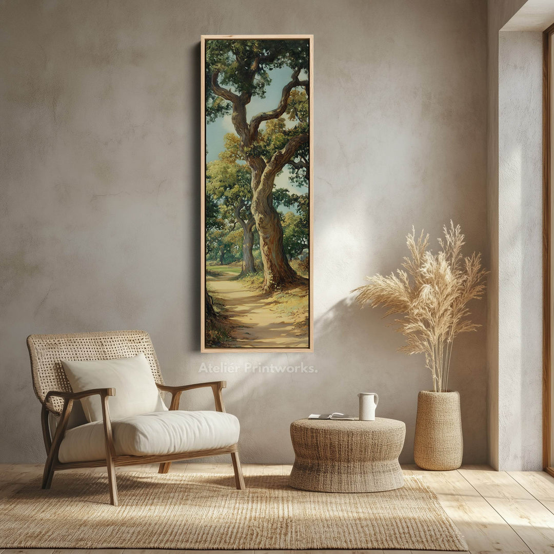 English Woodland Framed Narrow Canvas Wall Art For Living Room - Atelier Printworks
