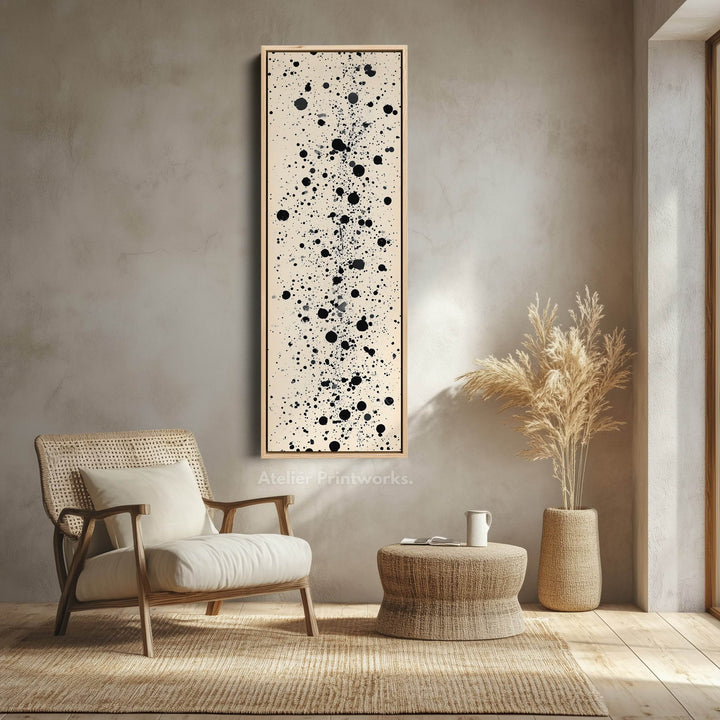 Abstract Dots Tall Vertical Large Framed Canvas - Atelier Printworks