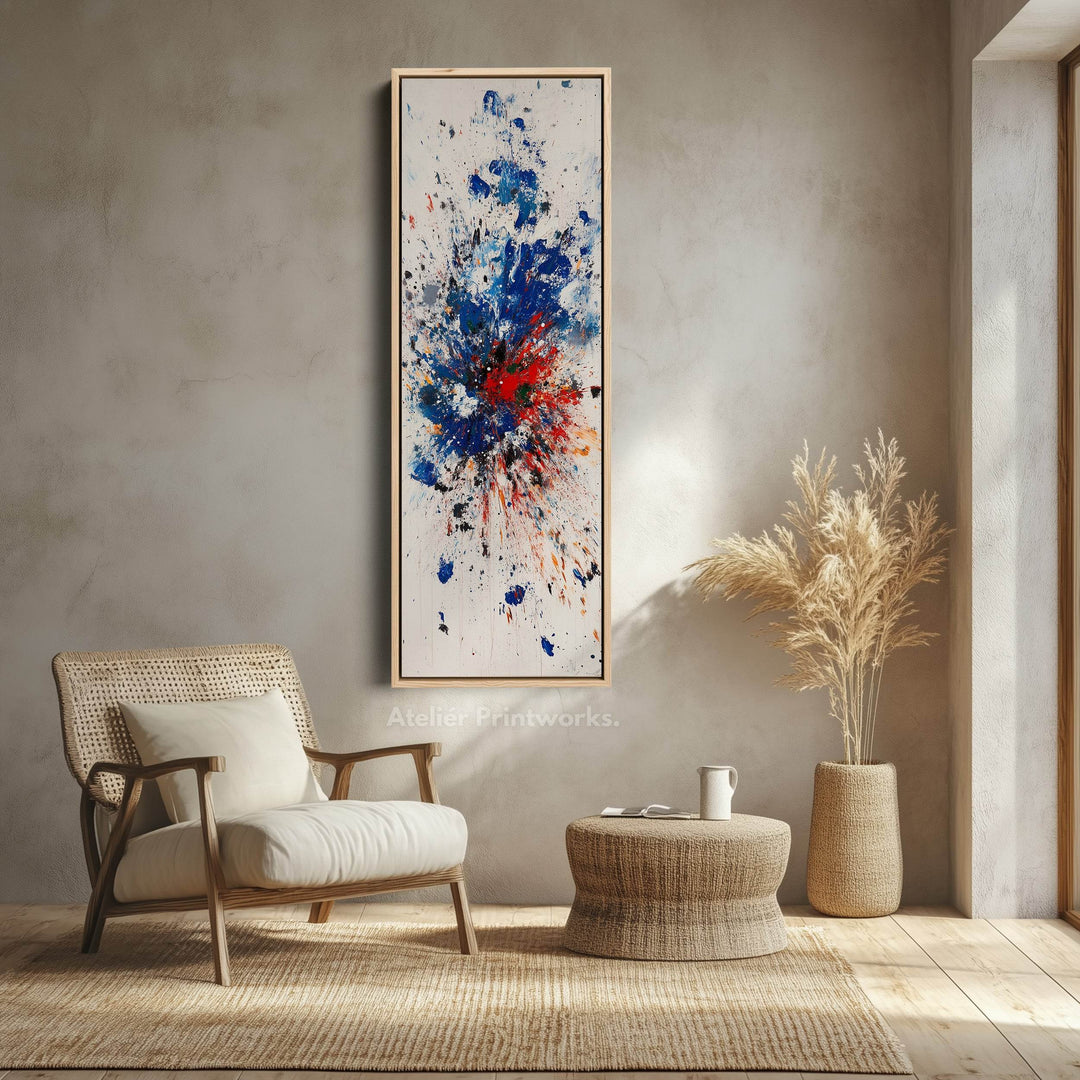 Abstract Colour Tall Vertical Large Framed Canvas - Atelier Printworks
