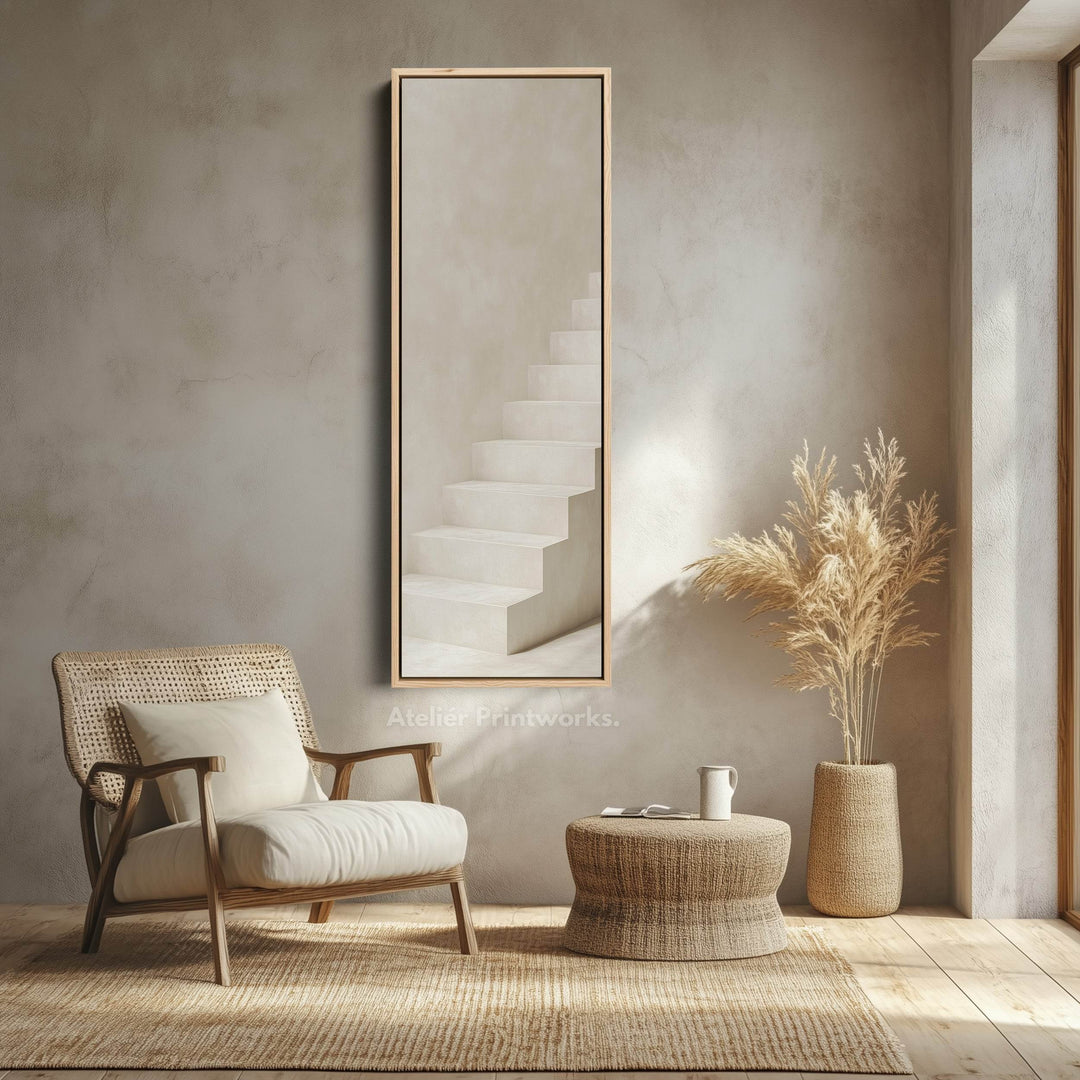 Minimalist Steps Long Tall Vertical Framed Canvas Wall Art - Atelier Printworks