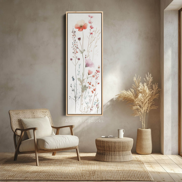 Wild Flower Long Tall Vertical Framed Canvas Wall Art - Atelier Printworks