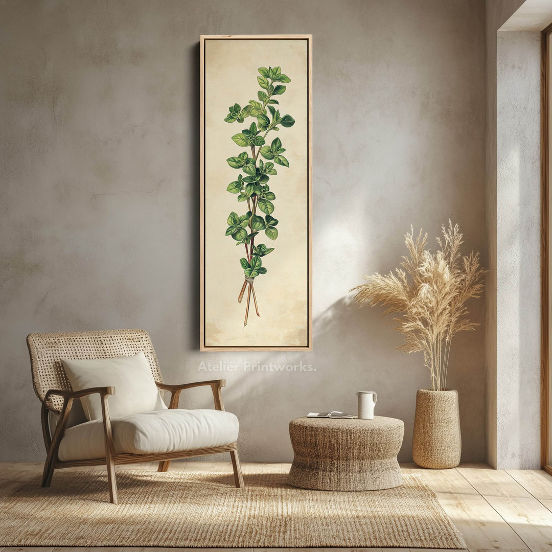 Kitchen Wall Art Marjoram Long Vertical Framed Canvas Decor - Atelier Printworks