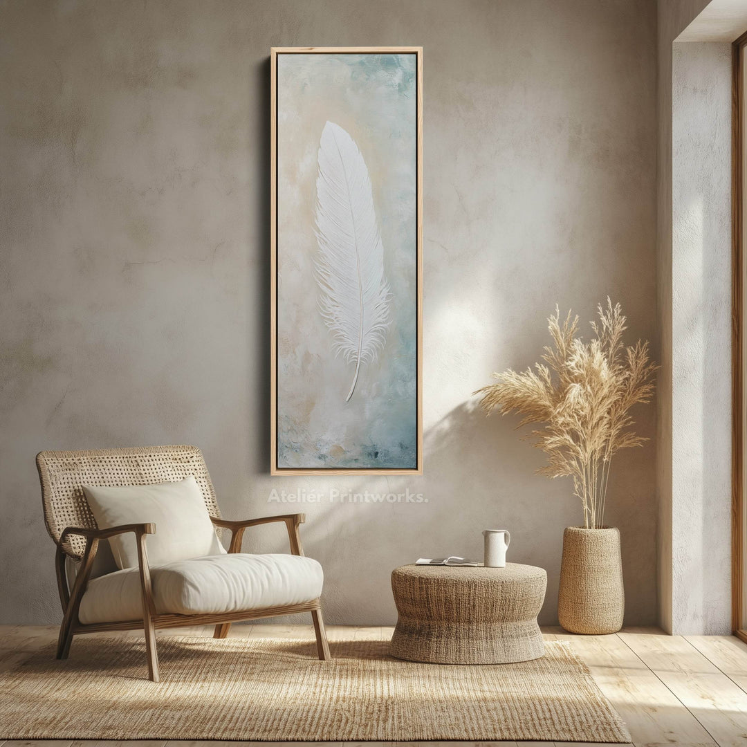 Hall Way Feather Large Vertical Long Skinny Wall Art - Atelier Printworks